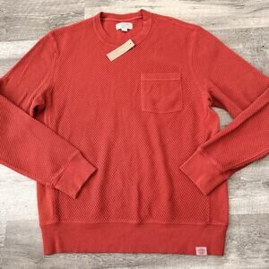 Wallace & Barnes Honeycomb Pocket Pullover Mens Medium RUST Crewneck Cotton NEW